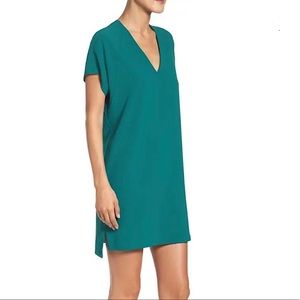 Felicity & Coco, Kinsey dress, color Jade Emerald bright Green V-Neck, size L